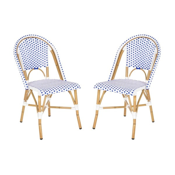 Комплект от 2 синьо-бели плетени стола Мадрид - Safavieh