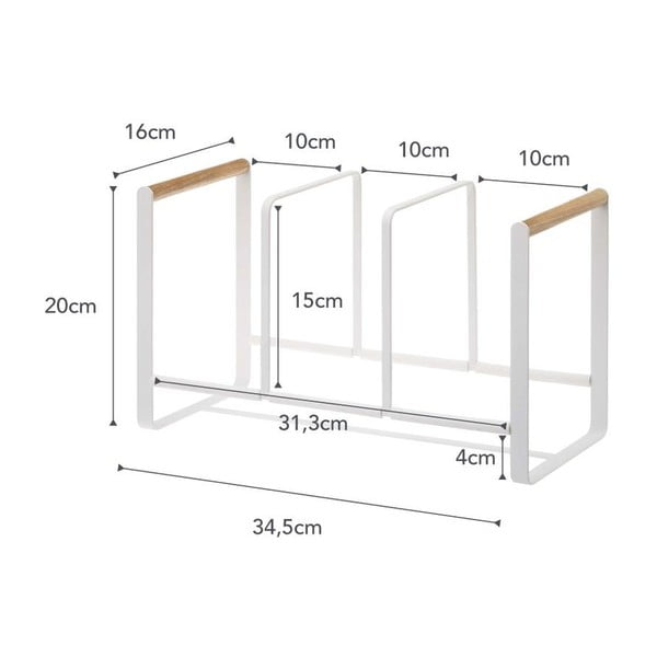 Бяла поставка за чинии с детайли от букова дървесина Tosca - YAMAZAKI-image-3