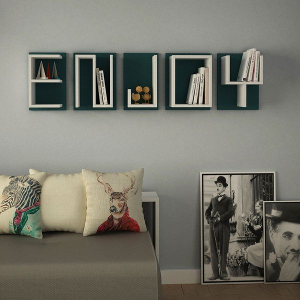 Sada 5 nástěnných polic Homitis Enjoy Mustard-image-1