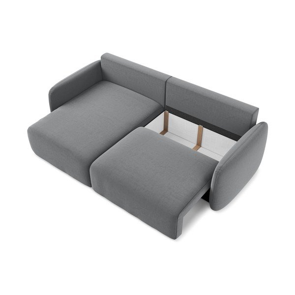 Сив кадифен сгъваем/с място за съхранение ъглов диван (ляв ъгъл) Kalena – Makamii-image-4