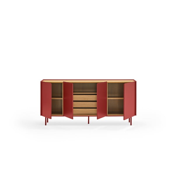 Червен  нисък скрин от декор от дъб  165x78 cm Arista – Teulat-image-3