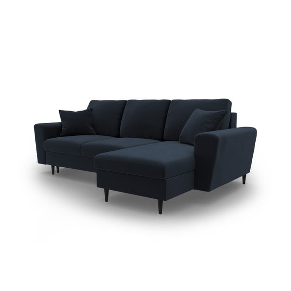 Тъмносин кадифен разтегателен ъглов диван с място за съхранение Kyoto – Cosmopolitan Design-image-4