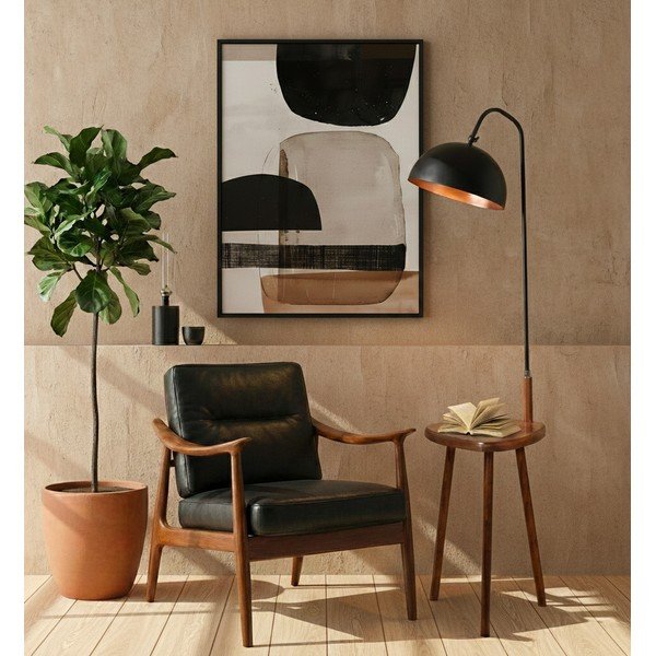 Черна/кафява подова лампа с рафт с метален абажур (височина 160 cm) Table – Opviq lights-image-1