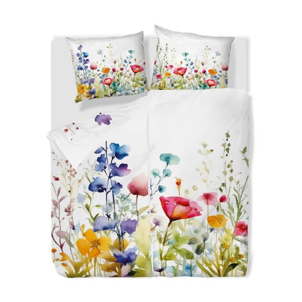 Единично  спално бельо от памучен сатен 140x200 cm Watercolour Flowers – Butter Kings-image-3