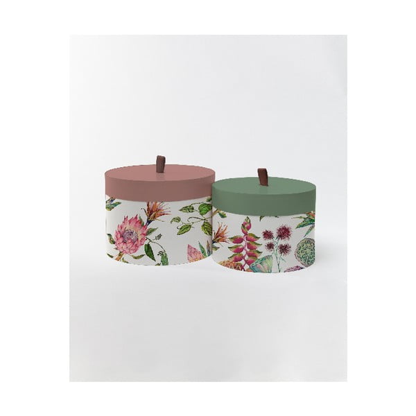 Кръгли кутии за съхранение Кръгли кутии Flores Salvajes с мотив на цветя, 30 x 30 cm - Surdic