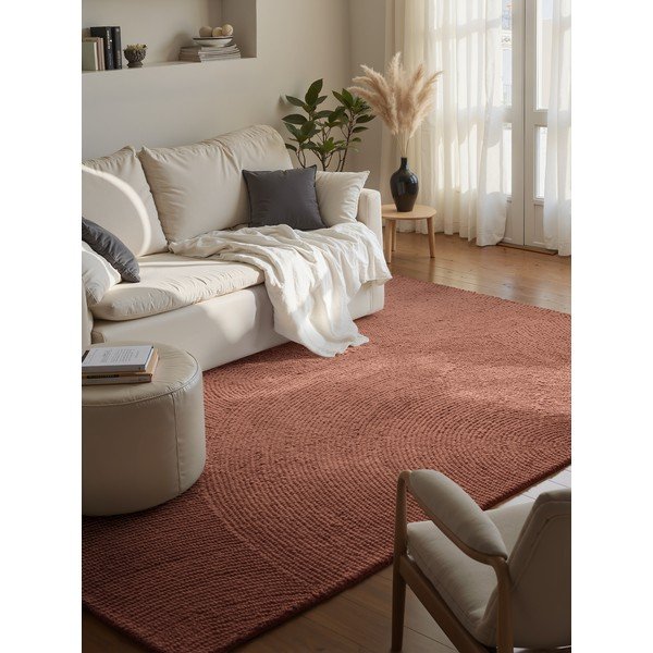 Теракотен ръчно изработен вълнен килим 200x300 cm Calmio – Hanse Home-image-1