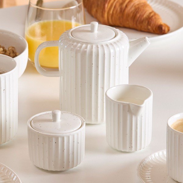 Бял чайник от костен порцелан 540 ml Ora Gloss – Salt&Pepper-image-2