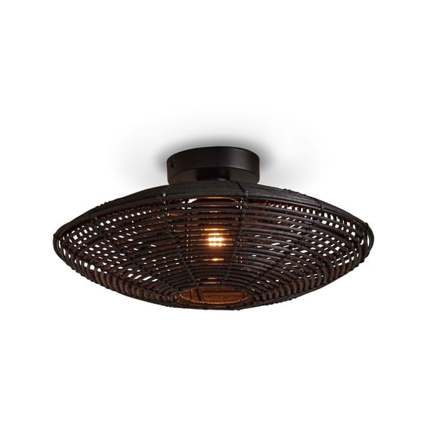 Черна лампа за таван с абажур от ратан ø 40 cm Tanami - Good&Mojo