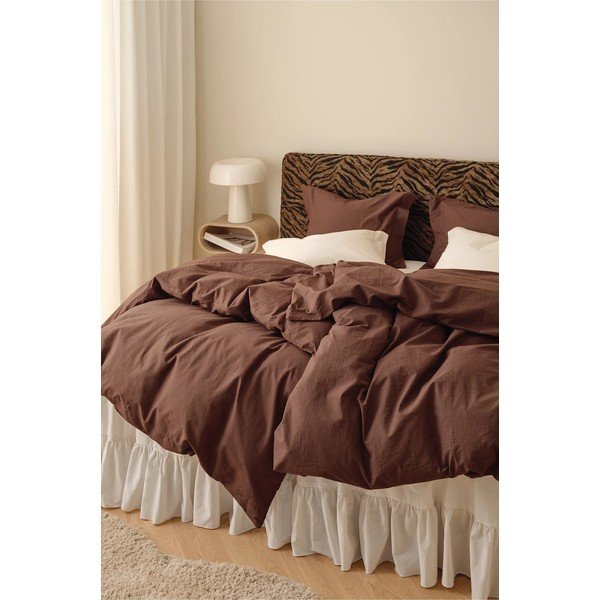 Кафяво единично  спално бельо от органичен памук 150x200 cm Juliette – Ellos Home-image-1