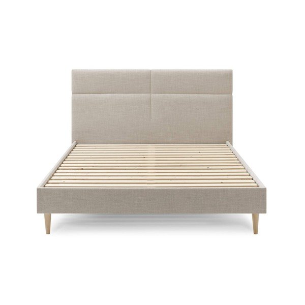 Бежово тапицирано двойно легло с решетка 180x200 cm Elyna - Bobochic Paris-image-2