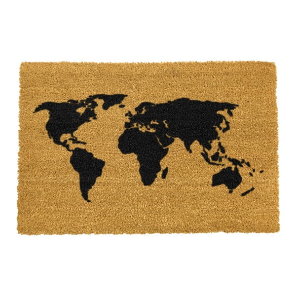 Рогозка от естествени кокосови влакна , 40 x 60 cm World Map - Artsy Doormats