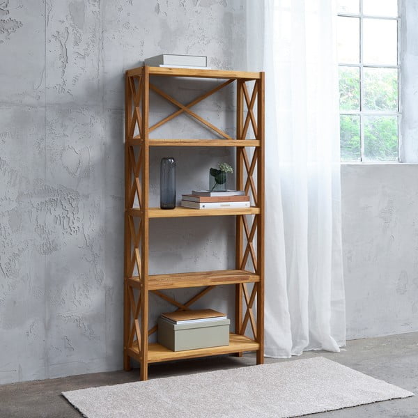 Стелаж от масивен дъб в естествен цвят 70x161 cm X-Shelf – Unique Furniture-image-1