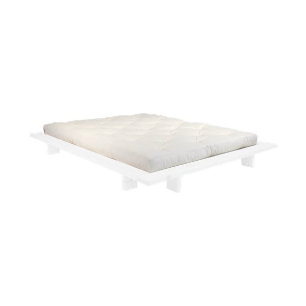 Dvoulůžková postel z borovicového dřeva s matrací Karup Design Japan Comfort Mat White/Natural, 140 x 200 cm