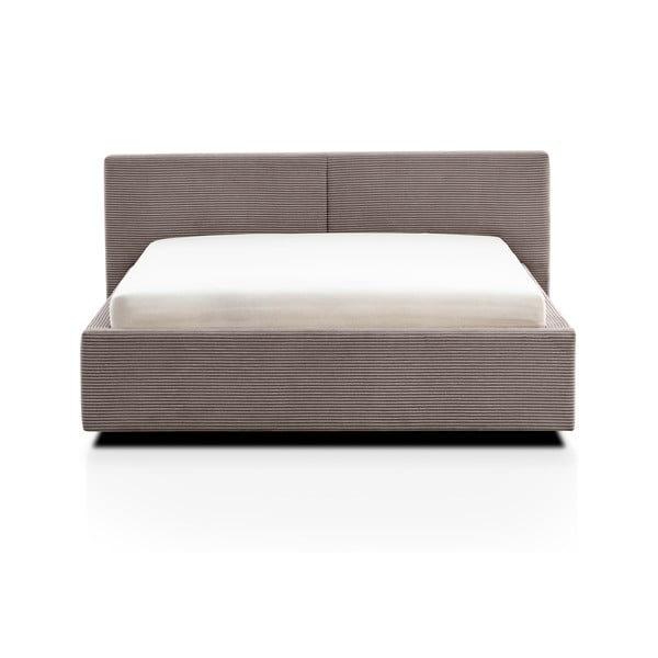 Светлокафяво двойно легло 140x200 cm тапицирано с място за съхранение с включена подматрачна рамка Cube – Meise Möbel-image-3