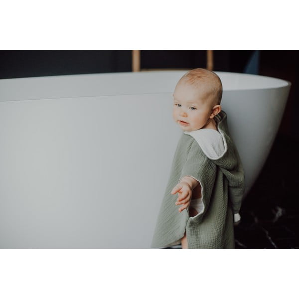 Бебешко пончо от муселин в цвят каки размер M - Malomi Kids-image-3