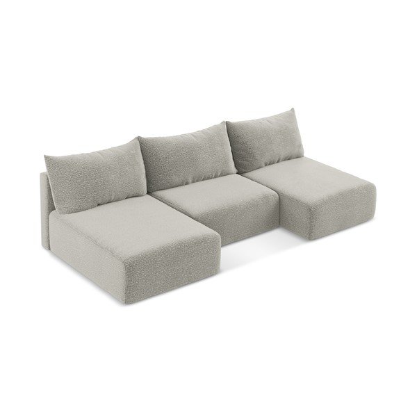 Светлосив разтегателен ъглов диван с място за съхранение Kalena – Makamii-image-2