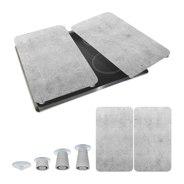 Комплект от 2 сиви стъклени капака за печка Universal - Wenko-image-2