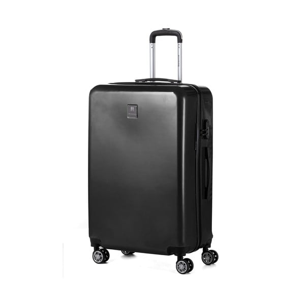 Черен пътнически куфар с комплект стикери, 107 л - Berenice