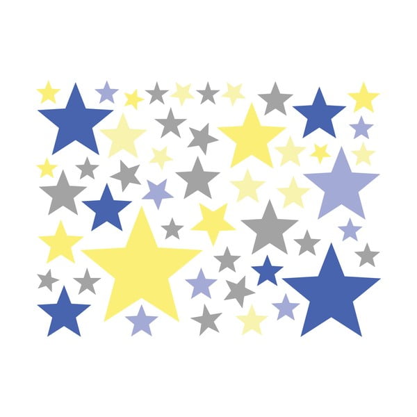 Комплект от 50 стикера за стена Stars Blue and Yellow - Ambiance-image-2