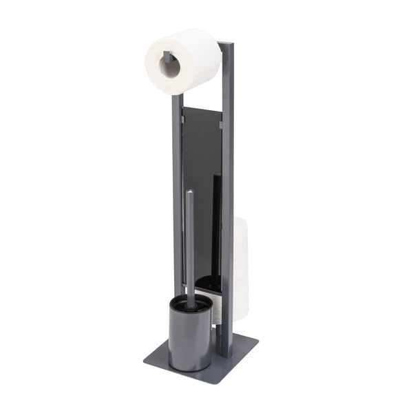 Сива поставка за тоалетна хартия с четка за тоалетна Rivalta - Wenko-image-2