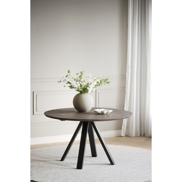 Тъмнокафява кръгла трапезна маса с дъбова дървена плоскост ø 130 cm Carradale – Rowico-image-1