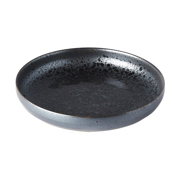 Черно-сива керамична чиния с изпъкнал ръб Перла, ø 22 cm Black Pearl - MIJ