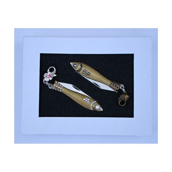 Dárkové balení 2 nožíků rybička Bílé a tmavé krystaly, v papírové krabičce-image-1