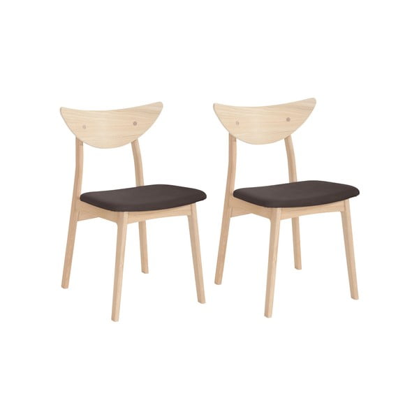 Комплект от 2 масивни дъбови стола за хранене с кафява седалка WOOD AND VISION Chief - Wood and Vision