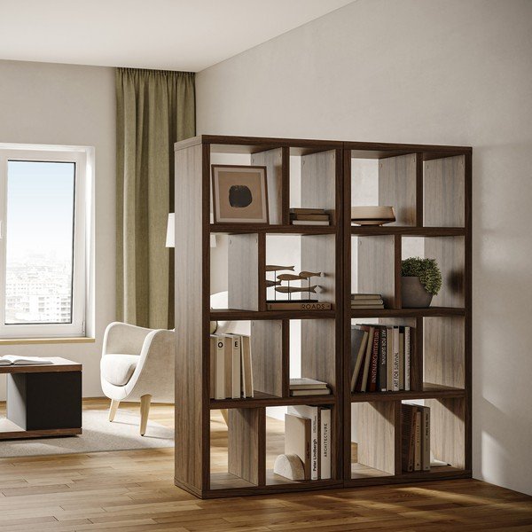 Кафява библиотека от декор от орех 70x159 cm Berlin – TemaHome-image-1