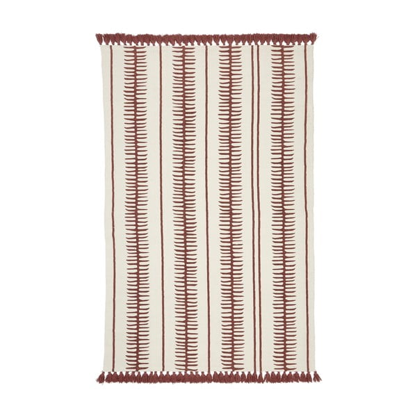Бежов и червен ръчно тъкан памучен килим , 50 x 80 cm Rita - Westwing Collection
