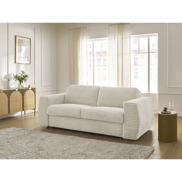 Бежов диван за ежедневно спане/сгъваем от рипсено кадифе 240 cm Hugo – Bobochic Paris-image-1