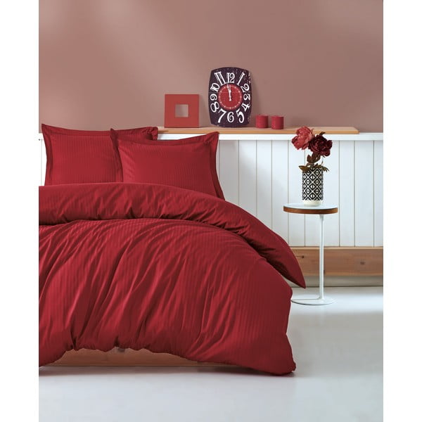 Червен чаршаф за двойно легло Stripe, 200 x 220 cm - Mijolnir