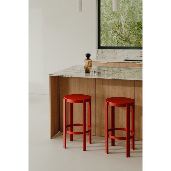 Червен  стоманен бар стол (височина на седалката 65 cm) Doon – noo.ma-image-3
