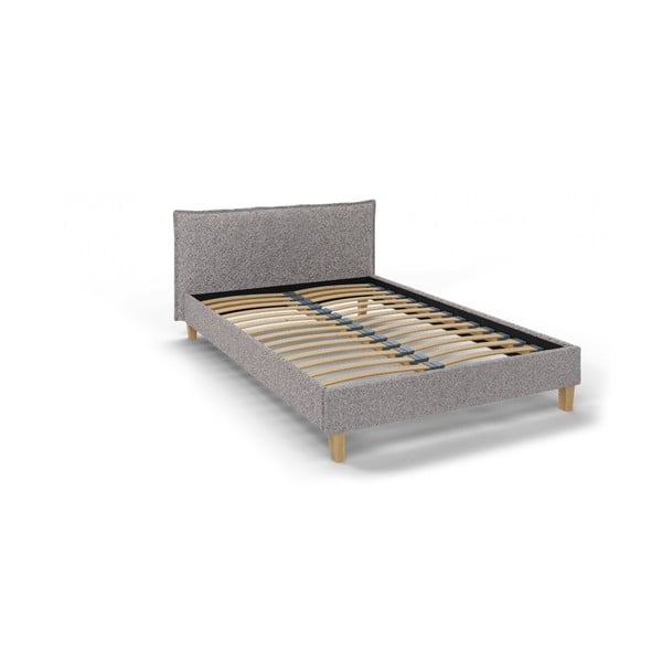 Сиво тапицирано двойно легло с решетка 140x200 cm Tina - Ropez