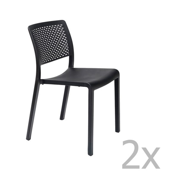 Комплект от 2 черни градински стола Trama Simple - Resol