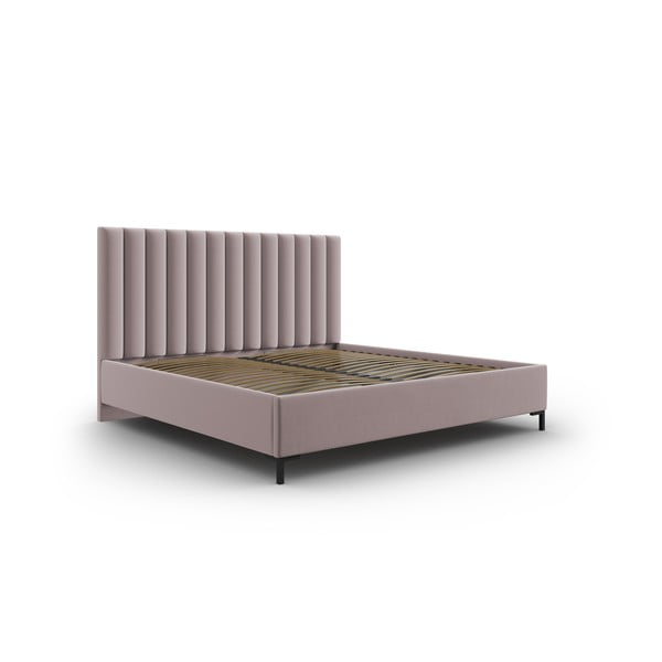 Светлорозово тапицирано двойно легло с място за съхранение с включена подматрачна рамка 200x200 cm Casey – Mazzini Beds