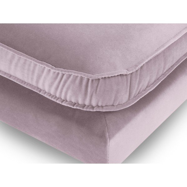 Светлорозово кадифено столче за крака с черни крака Lento - Kooko Home-image-3