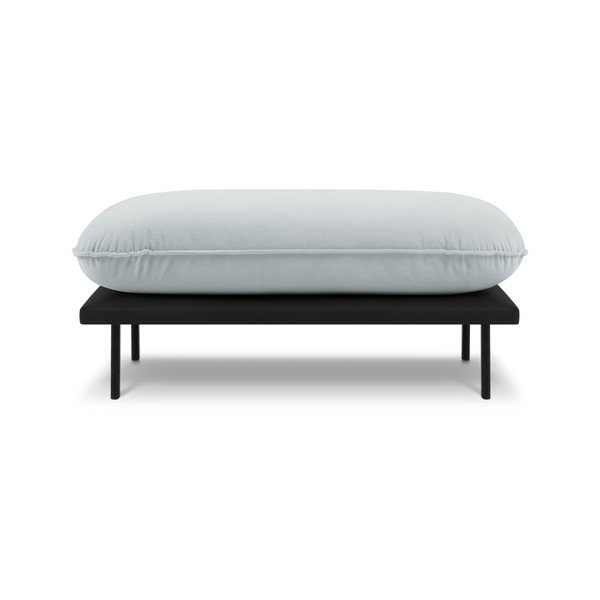 Светлосив пуф с кадифена повърхност Auguste - Interieurs 86-image-2