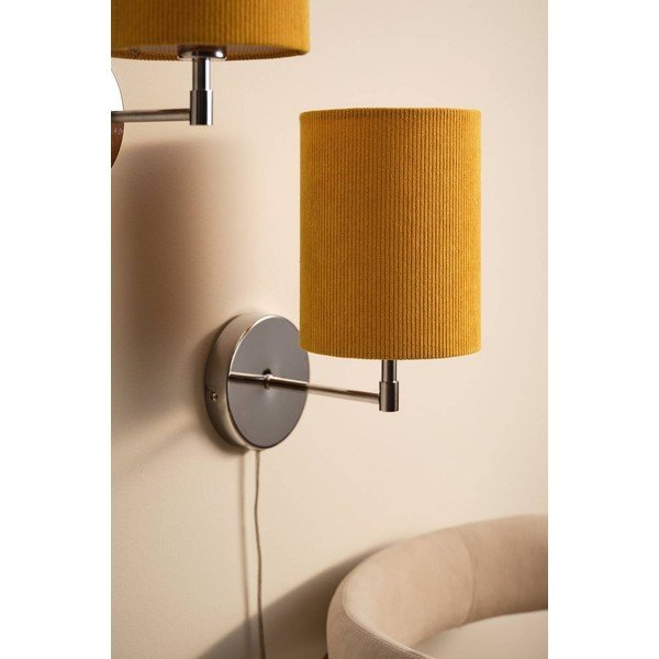 Жълта/в блестящо сребрист цвят текстилна стенна лампа за контакт Seth – Jotex-image-2