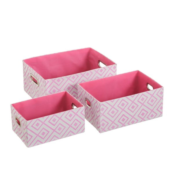 Sada 3 růžových úložných boxů Unimasa Paulovnia