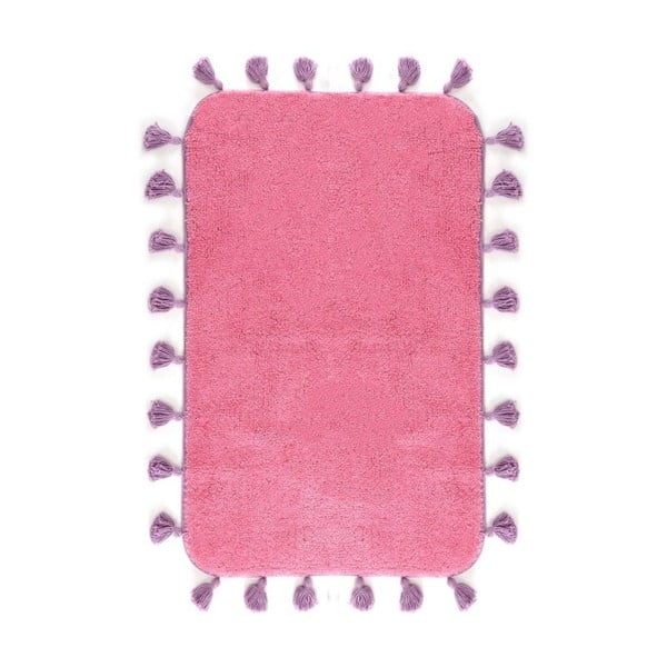 Růžová bavlněná koupelnová předložka Greg, 70 x 110 cm