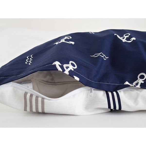 Тъмносиньо крепирано спално бельо за единично легло 140x200 cm Exclusive - B.E.S.-image-4