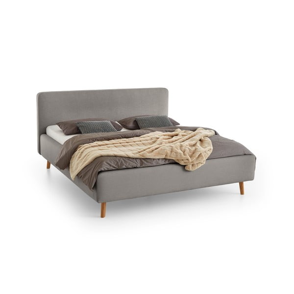 Светлосиво двойно легло 180x200 cm тапицирано без ламелно дъно Mattis – Meise Möbel-image-2