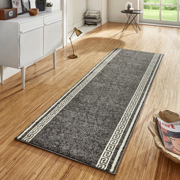 Šedý běhoun s bílými detaily Hanse Home Ornament, 80 x 450 cm-image-1