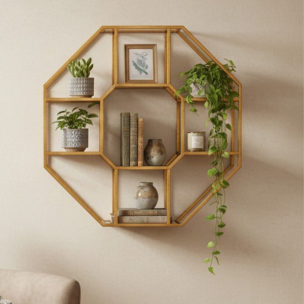 На няколко нива метален стенен рафт в естествен цвят 92 cm Zariah – Premier Housewares-image-2