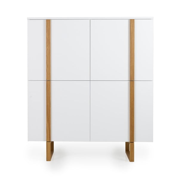 Бял скрин с дъбови крака , 118 x 135 cm Birka - Tenzo