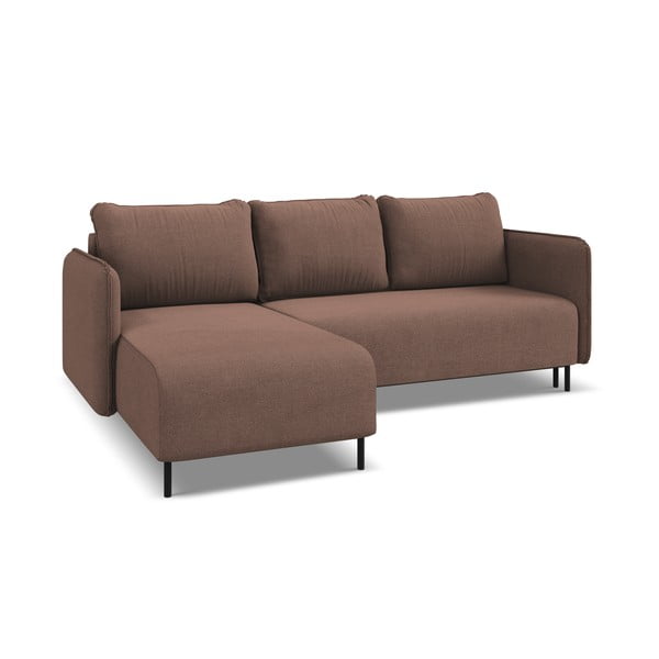 Розов разтегателен ъглов диван с място за съхранение (ляв ъгъл) Luana – Makamii-image-4