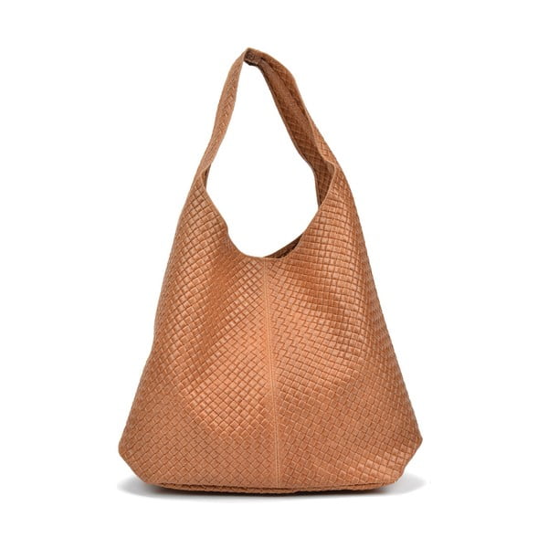 Кафява кожена чанта Abelie в цвят коняк - Mangotti Bags