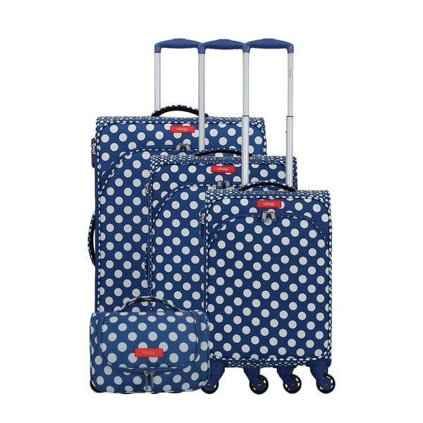 Комплект от 3 сини багажа на 4 колела и козметичен куфар Lollipops - LOLLIPOPS