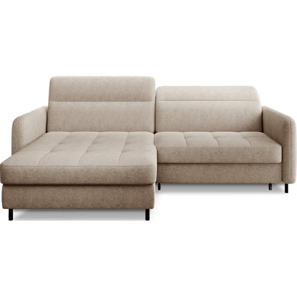 Бежов шенилов разтегателен ъглов диван с място за съхранение (ляв ъгъл) Gomsi – ELTAP